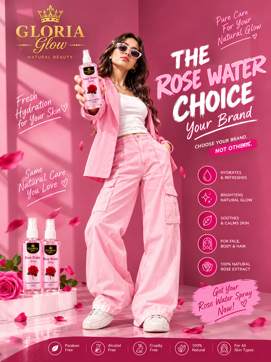 Gloria Glow Rose Water Spray 120ml – Refreshing Facial Mist